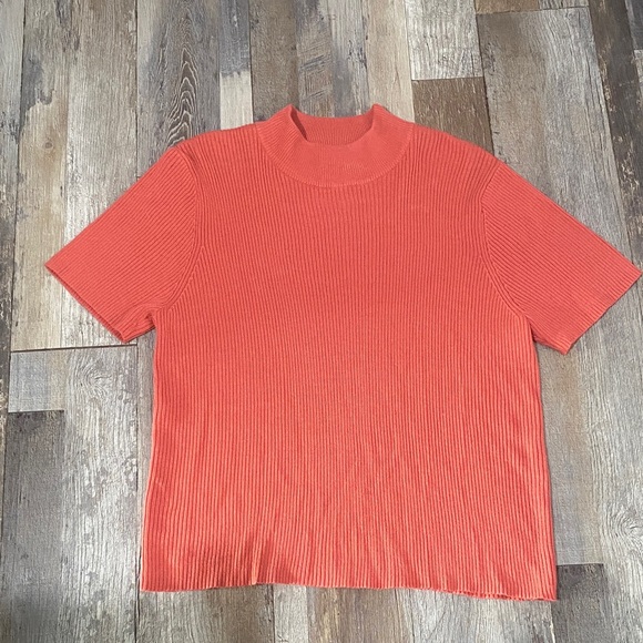 Requirements Orange Ribbed Blouse - Picture 2 of 9